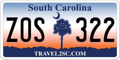 SC license plate ZOS322