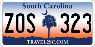 SC license plate ZOS323