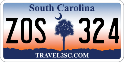 SC license plate ZOS324