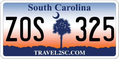 SC license plate ZOS325