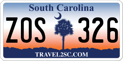 SC license plate ZOS326