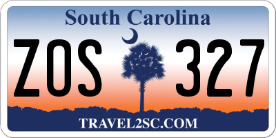 SC license plate ZOS327