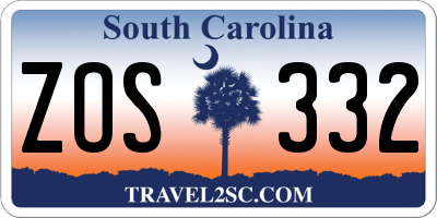 SC license plate ZOS332