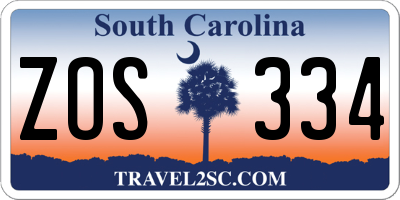 SC license plate ZOS334