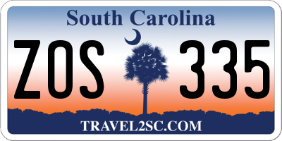 SC license plate ZOS335