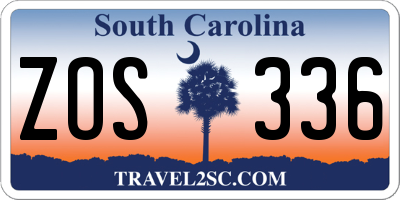 SC license plate ZOS336