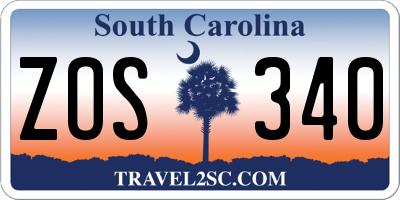 SC license plate ZOS340