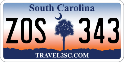 SC license plate ZOS343