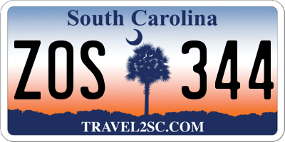 SC license plate ZOS344
