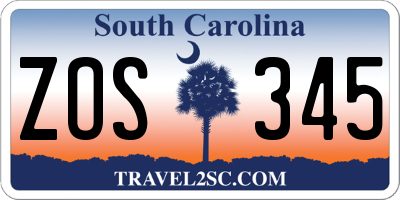 SC license plate ZOS345