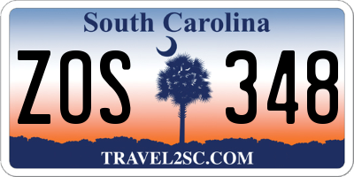 SC license plate ZOS348