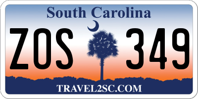 SC license plate ZOS349
