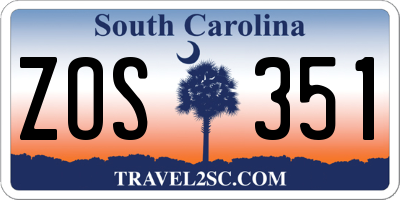 SC license plate ZOS351