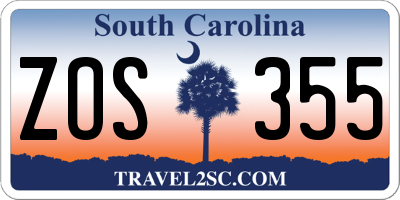 SC license plate ZOS355