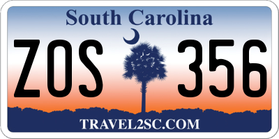 SC license plate ZOS356