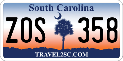 SC license plate ZOS358