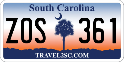 SC license plate ZOS361