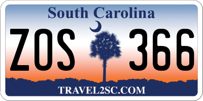 SC license plate ZOS366