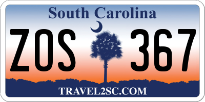 SC license plate ZOS367