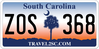 SC license plate ZOS368