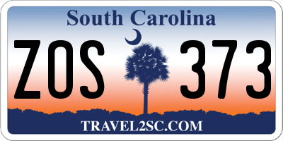 SC license plate ZOS373