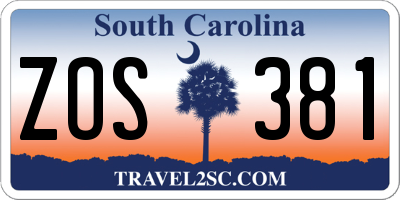 SC license plate ZOS381
