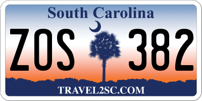 SC license plate ZOS382
