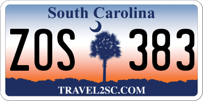 SC license plate ZOS383