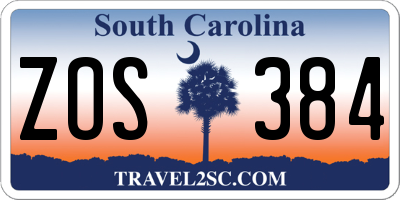 SC license plate ZOS384