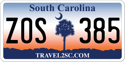 SC license plate ZOS385