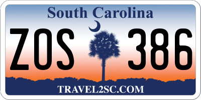 SC license plate ZOS386