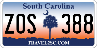SC license plate ZOS388