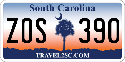 SC license plate ZOS390
