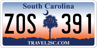 SC license plate ZOS391