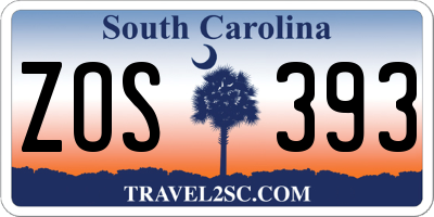 SC license plate ZOS393