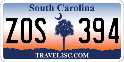 SC license plate ZOS394