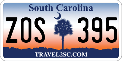 SC license plate ZOS395