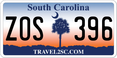 SC license plate ZOS396