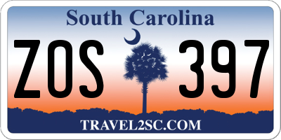 SC license plate ZOS397
