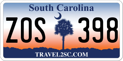 SC license plate ZOS398