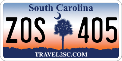 SC license plate ZOS405