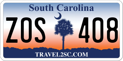 SC license plate ZOS408