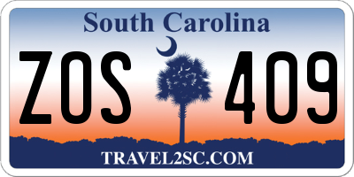 SC license plate ZOS409