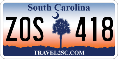 SC license plate ZOS418