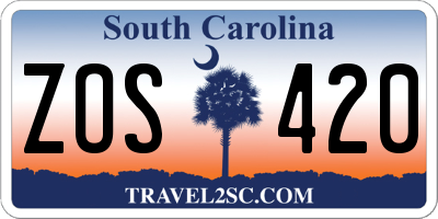 SC license plate ZOS420