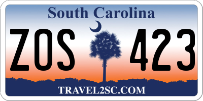 SC license plate ZOS423