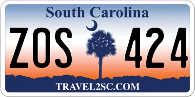 SC license plate ZOS424