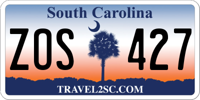 SC license plate ZOS427