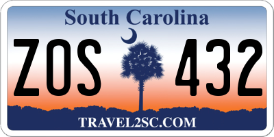 SC license plate ZOS432