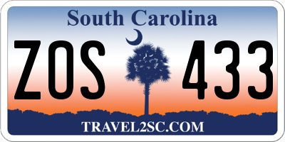SC license plate ZOS433